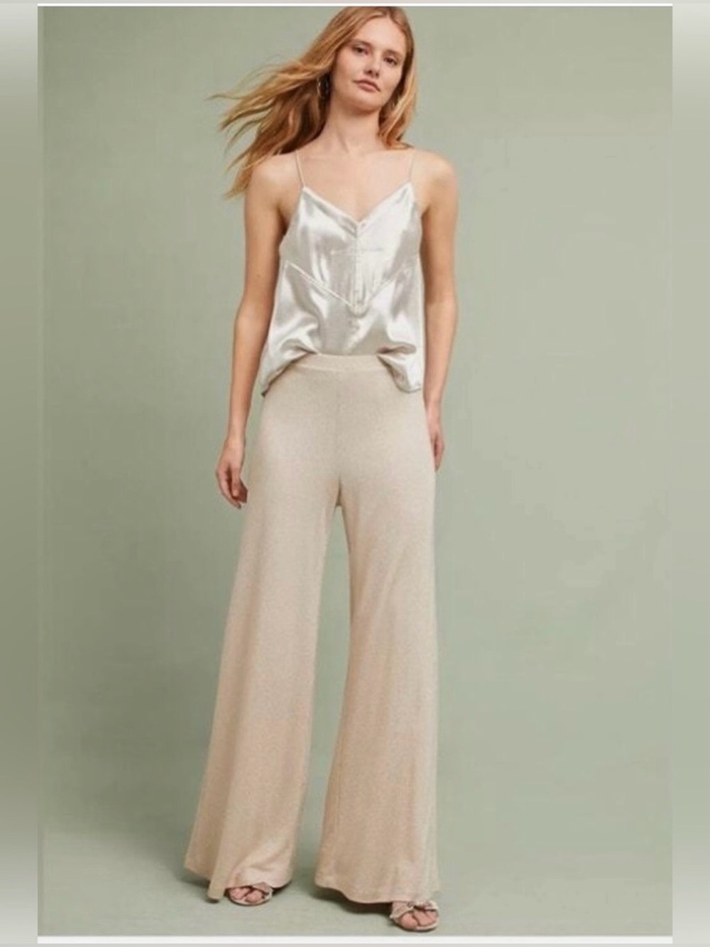 Timeless Anthropologie Wide-Leg Knit Pants in Light Beige - Picture 5 of 13